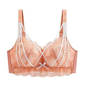 Women’s Plus Size 38-40/85-90E Coraline Floral Lace Wireless Bra, Full Coverage,